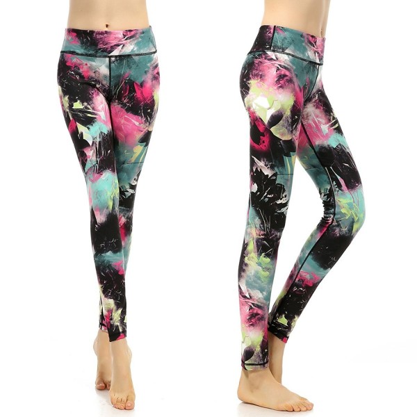 Women's Workout Leggings High Waist Stretch Yoga Pants- Watercolor ...