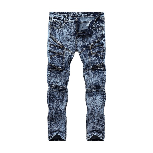 Men's Light Blue Navy Brindle Slim Fashion Stretch Denim Skinny Jeans ...
