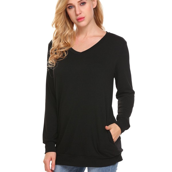 Women's Long Sleeve V Neck Casual Loose Pullover Tops Blouse T-shirts ...