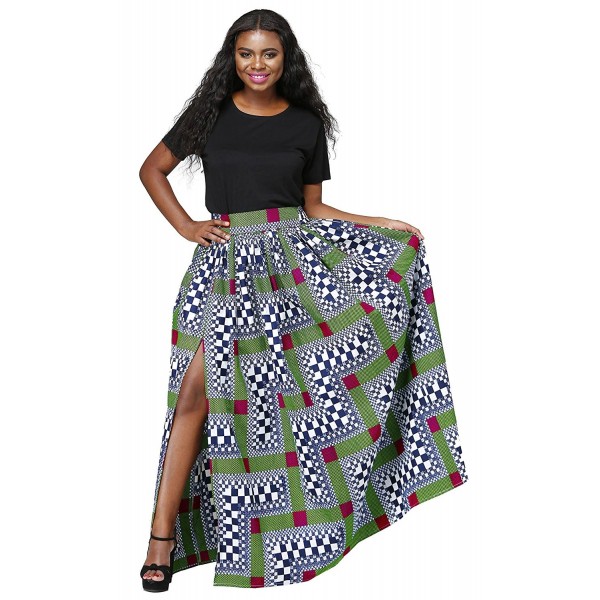 African High Waisted A Line Maxi Dashiki Long Skirts For Wome Floral ...