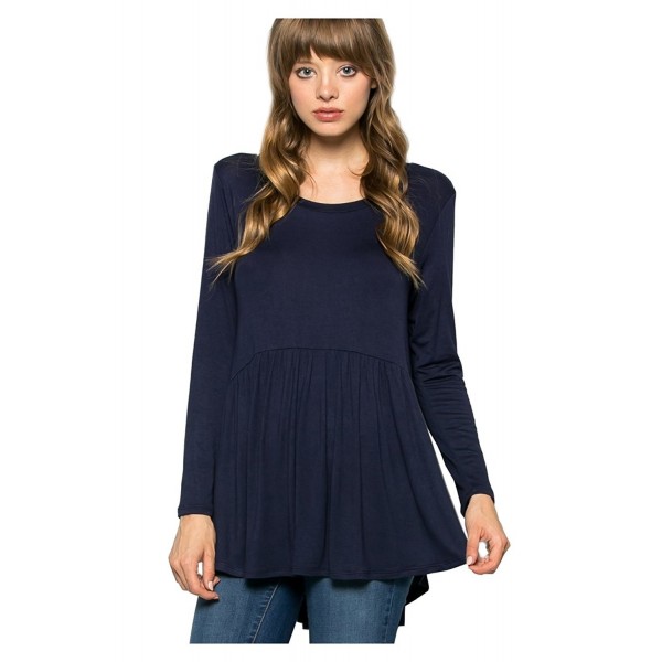 Women's Baby Doll Jersey Tunic Top (Plus Size Available) 92_navy