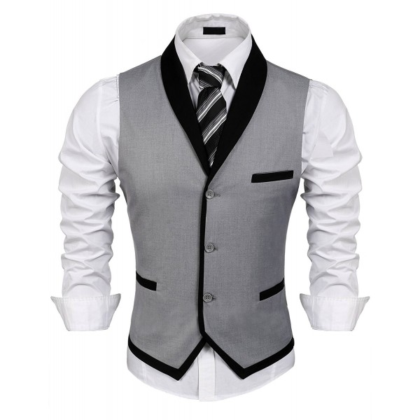 Men's V-Neck Sleeveless Slim Fit Vest-Jacket Business Suit Dress Vest ...