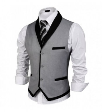 Men's V-Neck Sleeveless Slim Fit Vest-Jacket Business Suit Dress Vest ...
