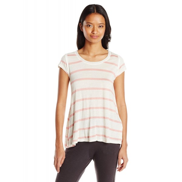 Women's Striped Short-Sleeve Top With Lace Back - Light Terracotta ...