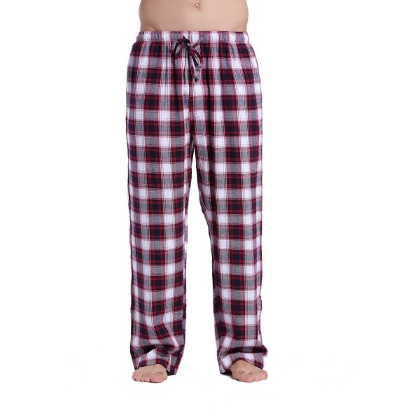 CYZ Men's 100% Cotton Super Soft Flannel Plaid Pajama Pants - White Red ...