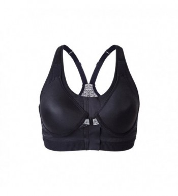 Women's Zip Front High Impact Wireless Gym Workout Sports Bra With ...