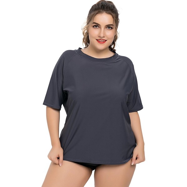 Women's Plus Size Short Sleeve Rashguard UPF 50+ Rash Guard Swim Shirt ...