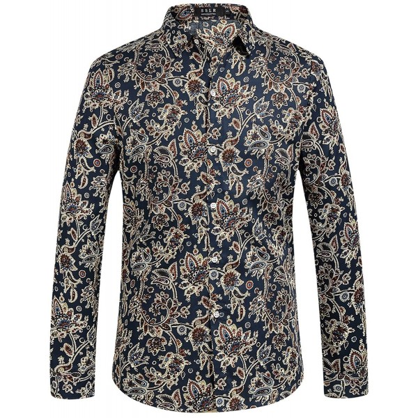 Men's Paisley Printed Regular Fit Long Sleeve Casual Button Down Shirt ...