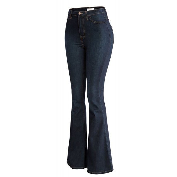 Women's Classic High Waist FLARE & SKINNY Denim Jeans Bell Bottoms ...