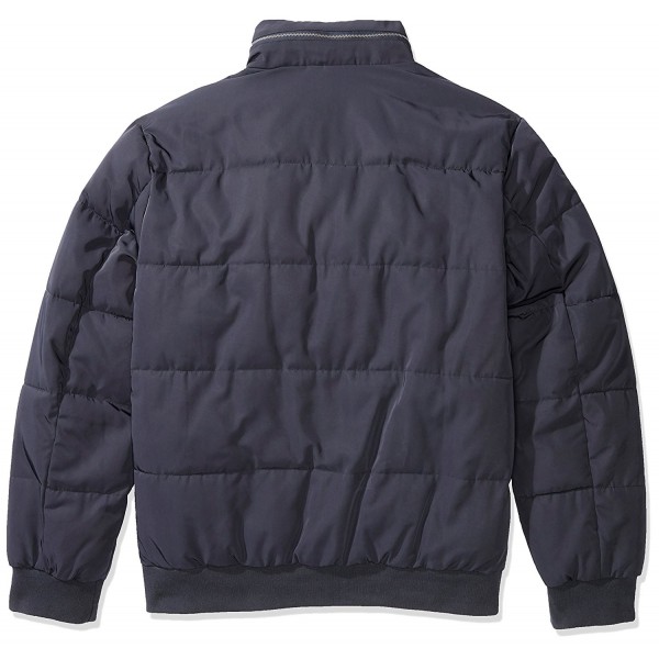 Men's Plus Size Quilted Jacket with Hidden Hood - Navy - CP186NNG0O3