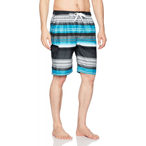Men's Victor Stripe Quick Dry Beach Board Shorts Swim Trunk - Black ...