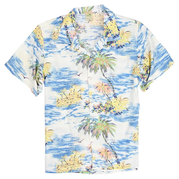 Men's Short Sleeve Rayon Hawaiian Tropical Patterns Shirts - Island Sky ...