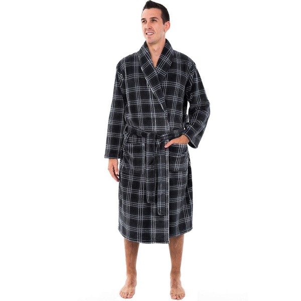 Men's Robe- Fleece Cotton- Terry-Lined Water Absorbent Bathrobe - Frost ...