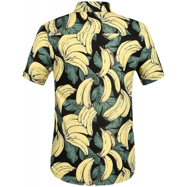 Men's Banana Hawaiian Short Sleeve Casual Button Down Shirt - Green ...