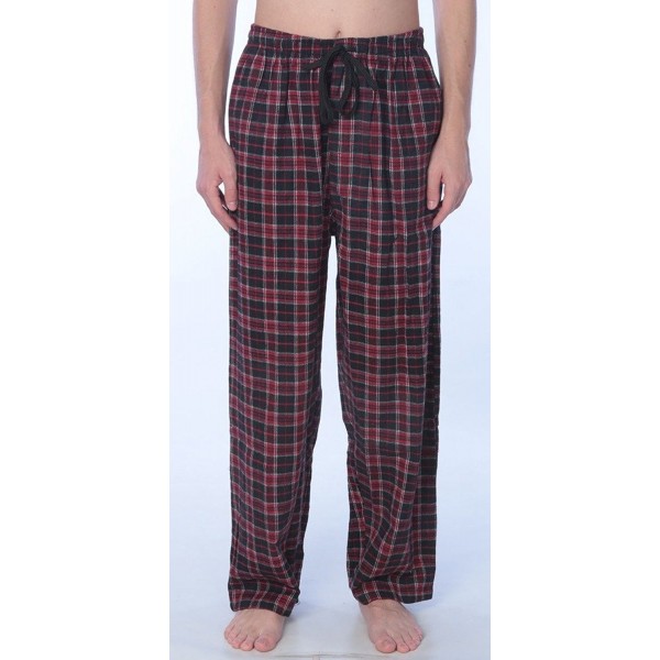 Men's Brushed 100% Cotton Flannel Plaid Pajama Set - Black and Red ...
