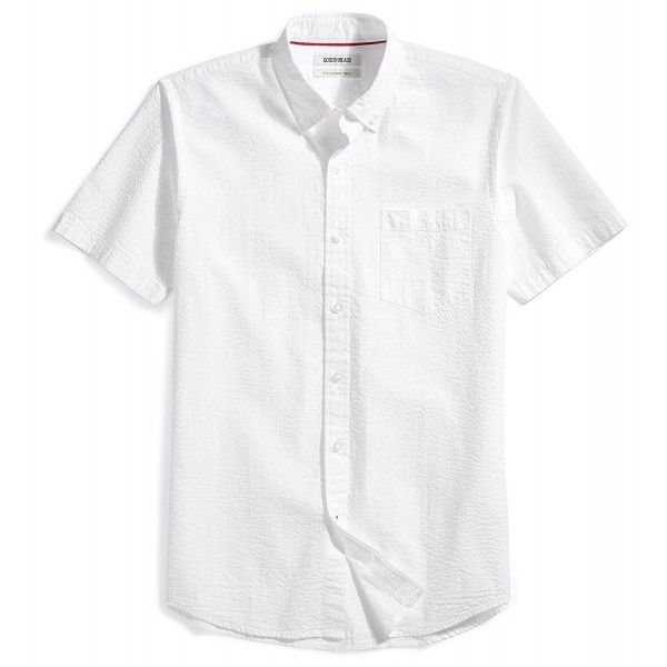Men's Slim-Fit Short-Sleeve Seersucker Shirt - Solid White - CG18852DWZR