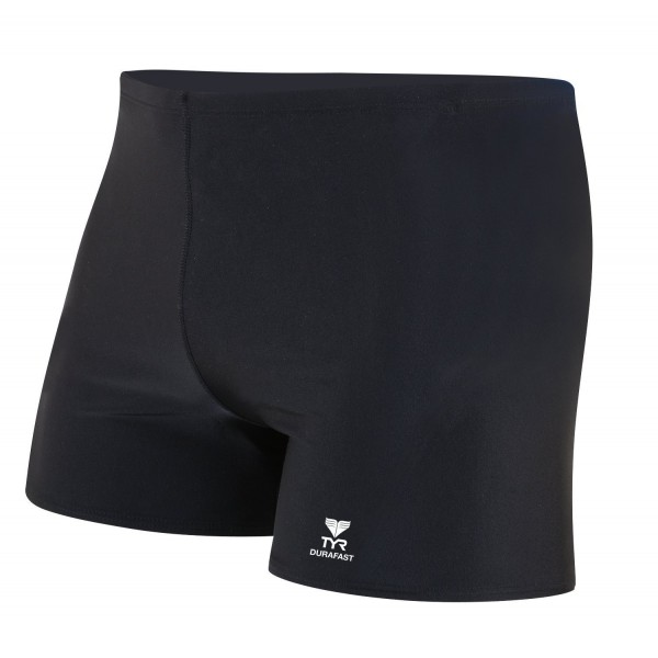 Men's Durafast Elite Solid Square Leg Swimsuit - Black - CE119ZQFXKT
