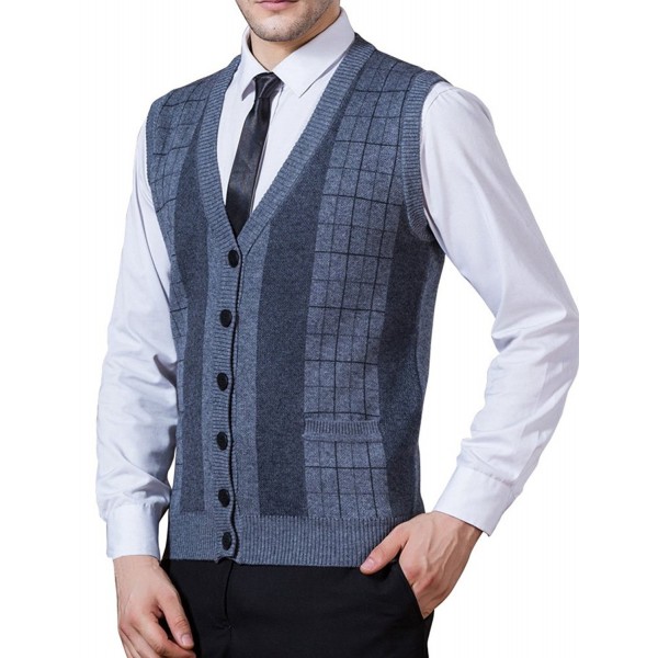 Men's Business V-Neck Assorted Color Knitwear Vest Cardigan Sweater ...
