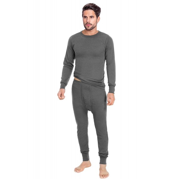 Men's Thermal 2pc Set Long John Underwear Smooth Knit - Charcoal ...
