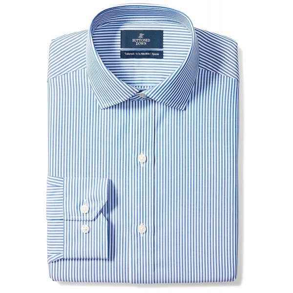 Men's Tailored Fit Spread-Collar Pattern Non-Iron Dress Shirt - Blue ...