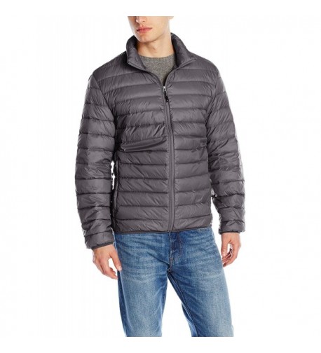 Mens Hooded Puffer Down Jacket Insulated Windproof Winter Coat - Grey ...