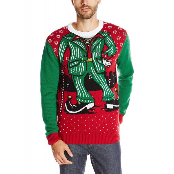 Ugly Christmas Sweater Men's Pimpin' Elf Light-Up - Cayenne - C412LWYCBZV